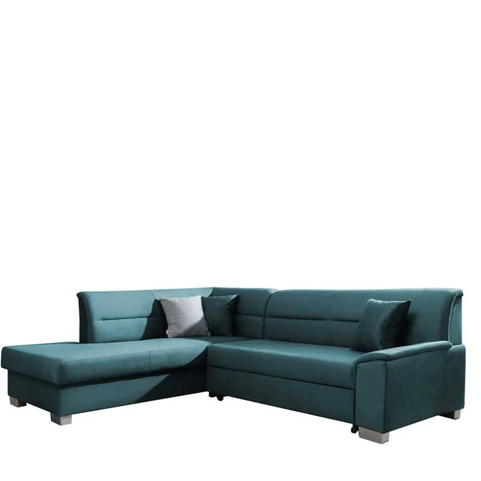 Polsterecke mit Bettfunktion in Petrol Blau - Orastie