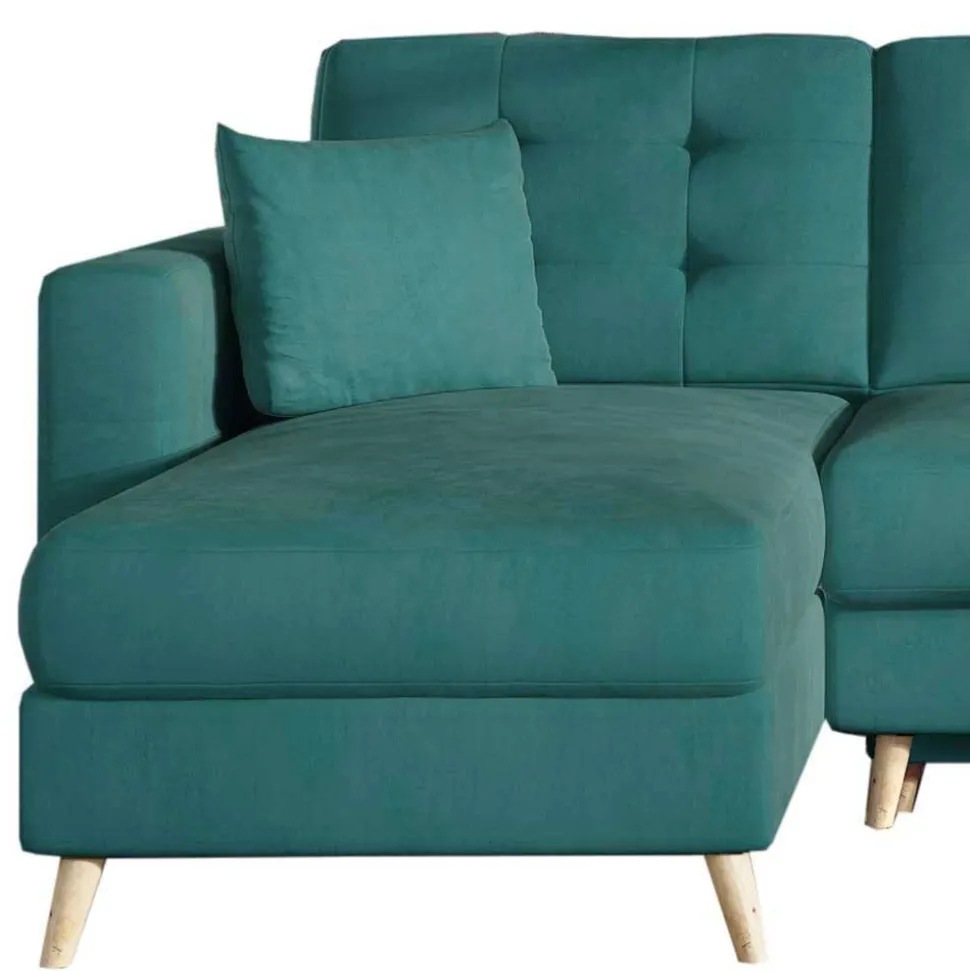 Polsterecke mit Schlaffunktion in Grün Samt - Mingo