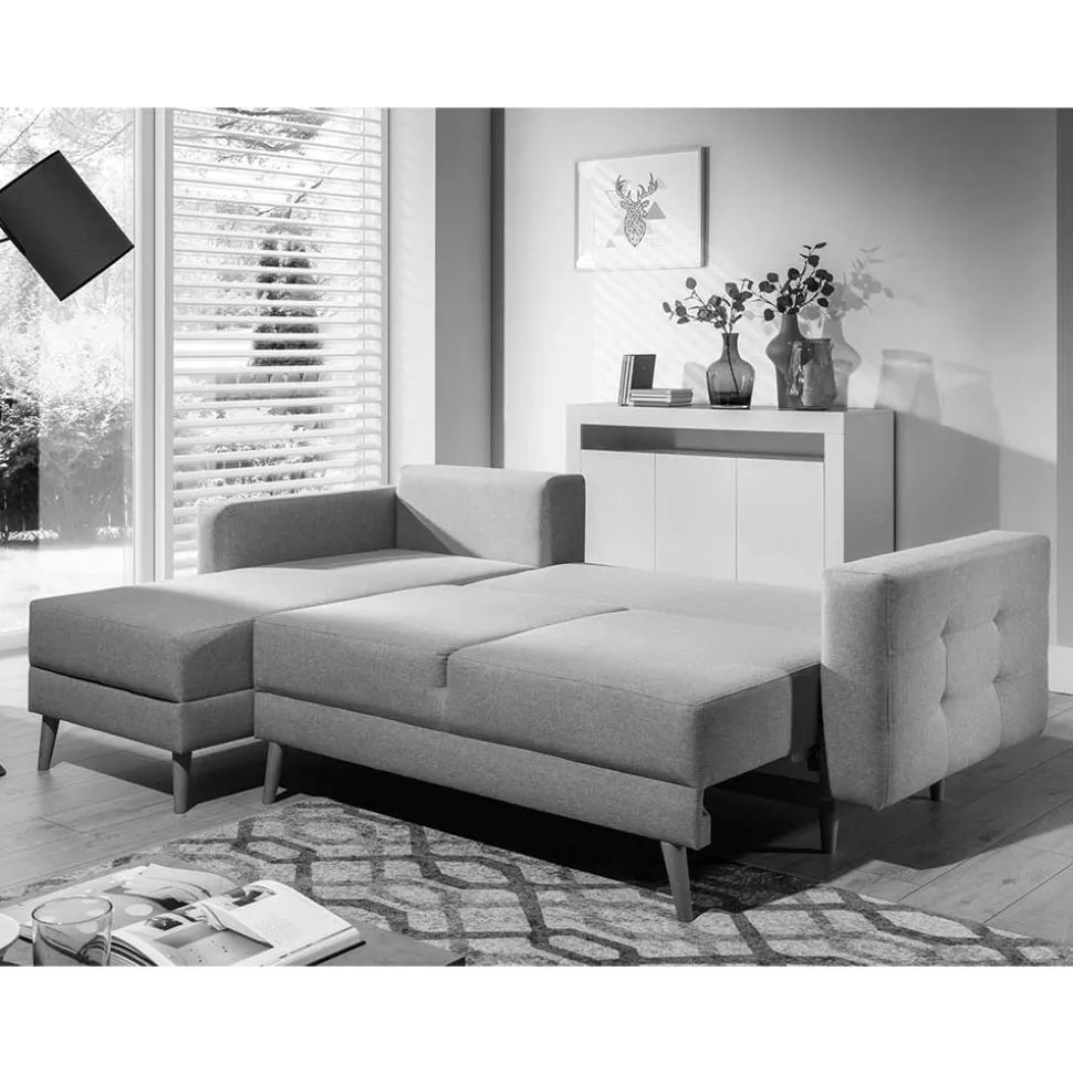 Polsterecke mit Schlaffunktion in Grün Samt - Mingo