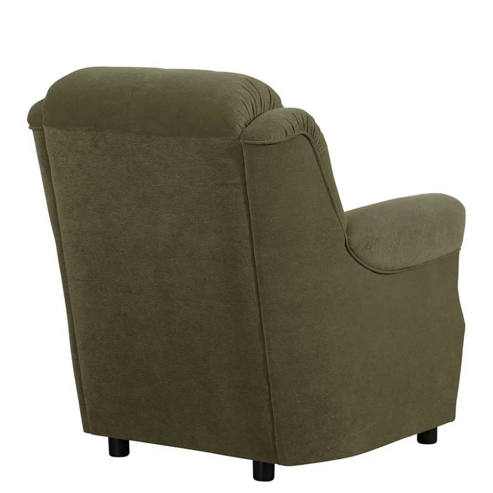 Polstergarnitur in Dunkelgrün Flockstoff - Ramira (dreiteilig)