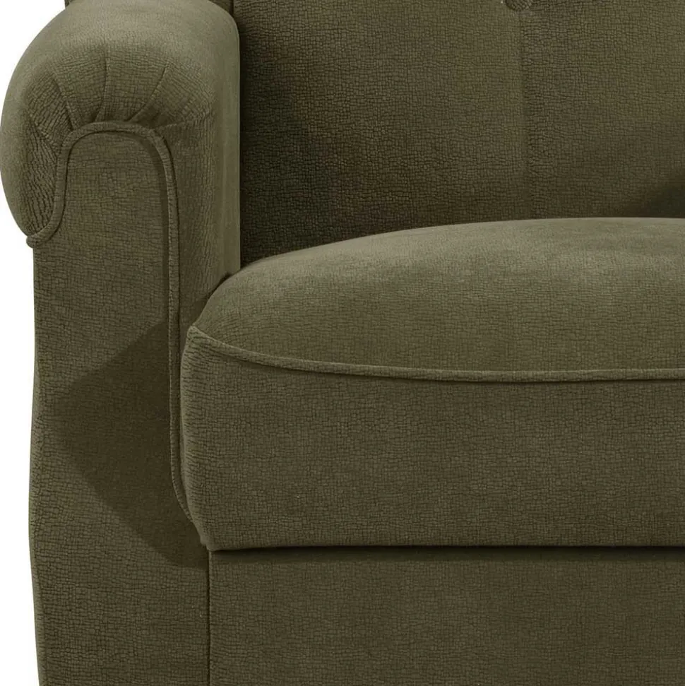 Polstergarnitur in Dunkelgrün Flockstoff - Ramira (dreiteilig)