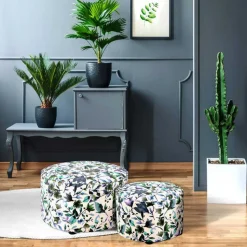 Polsterhocker Duo mit Blumen Muster - Tujago (zweiteilig)