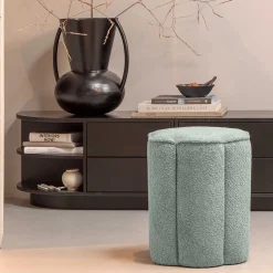 Polsterhocker in Blaugrau Boucle - Ruffos (2er Set)