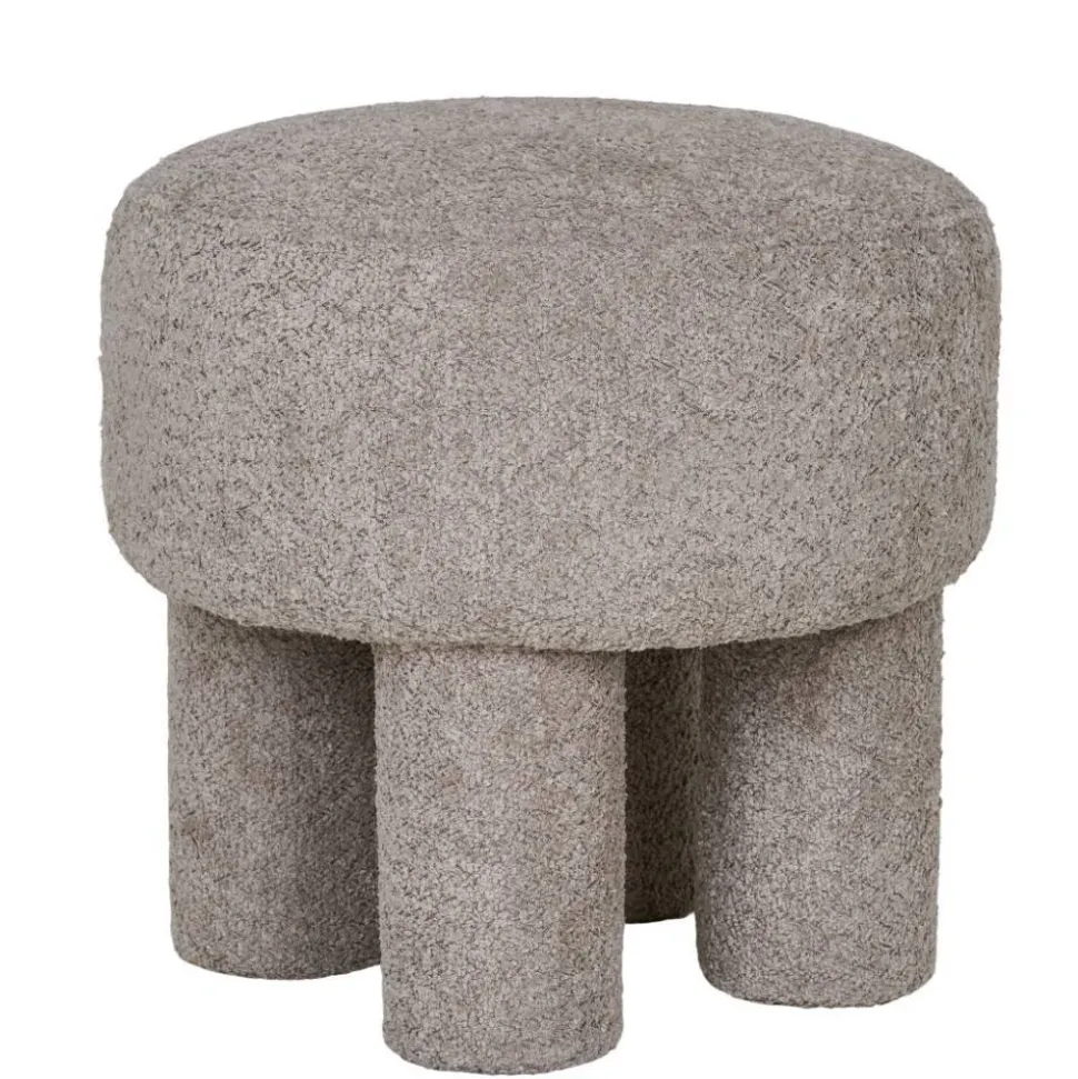 Polsterhocker in Hellgrau Boucle - Pandorra