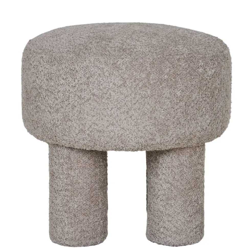 Polsterhocker in Hellgrau Boucle - Pandorra