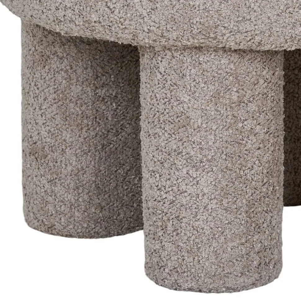 Polsterhocker in Hellgrau Boucle - Pandorra