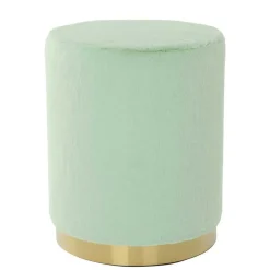 Polsterhocker in Mintgrün mit Gold - Candura