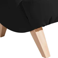 Polsterhocker in Schwarz und Buche - Leverias