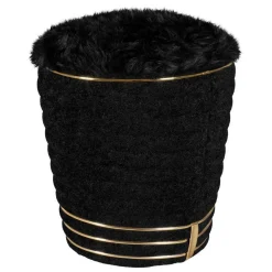 Polsterhocker in Schwarz mit Gold - Velsamos