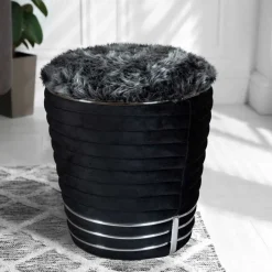 Polsterhocker in Schwarz und Dunkelgrau - Galveston