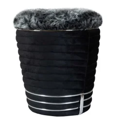 Polsterhocker in Schwarz und Dunkelgrau - Galveston