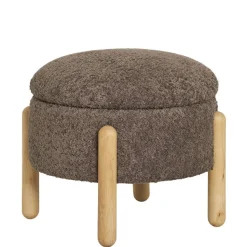 Polsterhocker mit Truhe in Braun Boucle - Pasterra