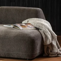 Polsterhocker mit verstellbarer Rückenlehne in Dunkelgrau - Atan