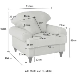 Polstersessel & Hocker in Beige - Merandes (zweiteilig)