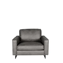 Polstersessel aus Recyclingleder in Grau - Latizia
