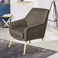 Polstersessel in Beigegrau Stoff - Jonas