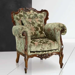 Polstersessel in Grün mit floralem Muster - Duffy