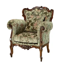 Polstersessel in Grün mit floralem Muster - Duffy