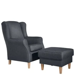 Polstersessel in Jeansblau und Buche - Patronia