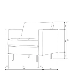 Polstersessel in Khaki Samt - Afeiro