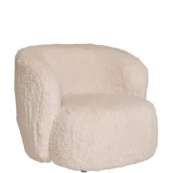 Polstersessel in Offwhite Webplüsch - Eddy