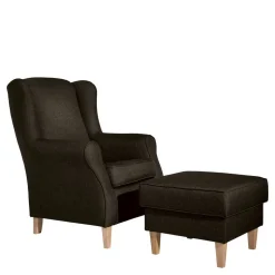 Polstersessel mit Ohren in Braun und Buche - Revelinda