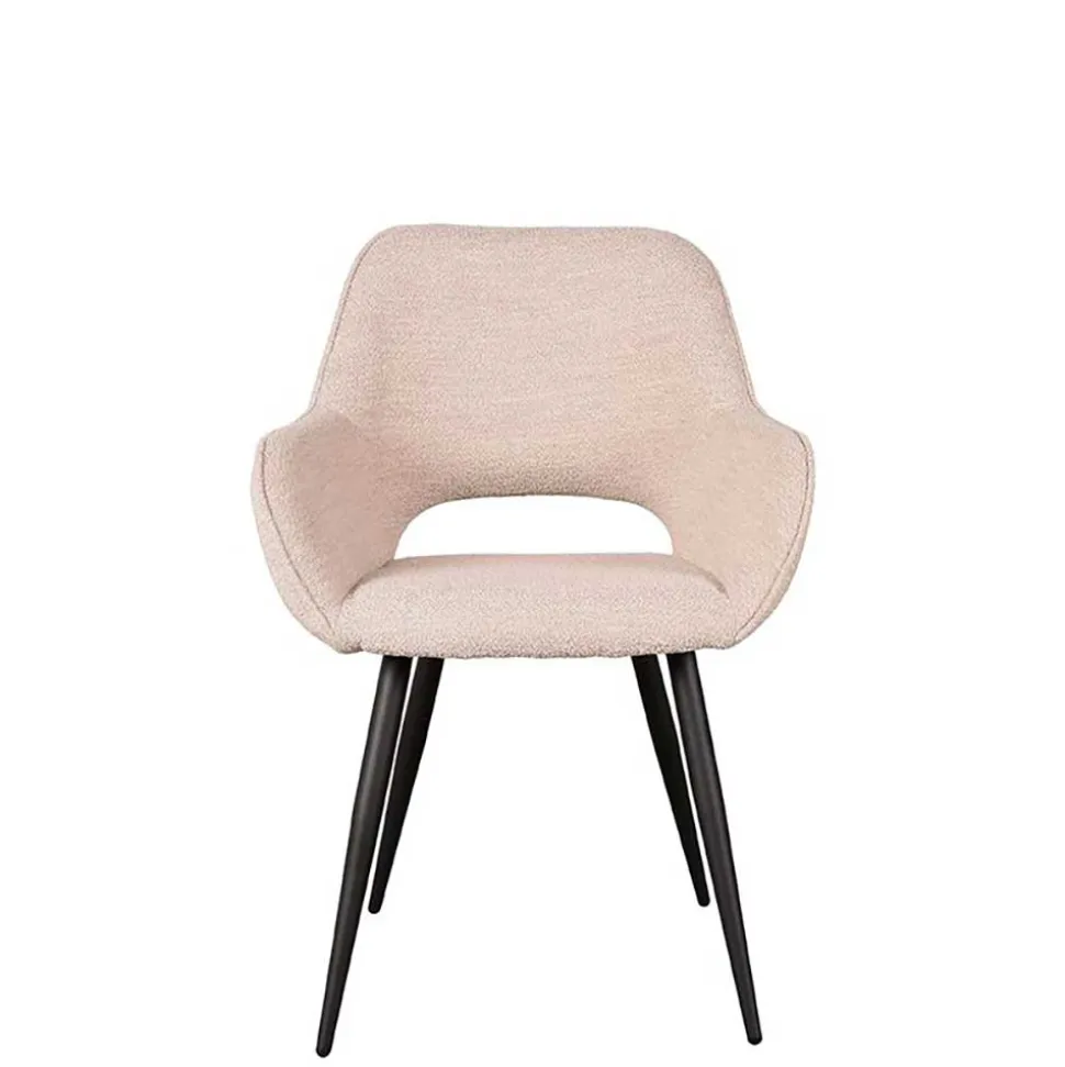 Polsterstühle aus Boucle in Beigegrau - Landhuis (2er Set)