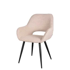 Polsterstühle aus Boucle in Beigegrau - Landhuis (2er Set)