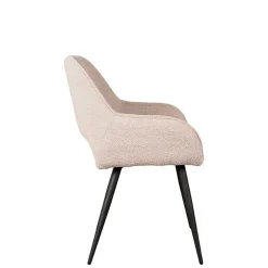 Polsterstühle aus Boucle in Beigegrau - Landhuis (2er Set)