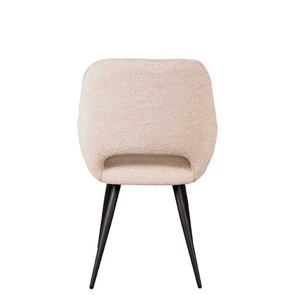 Polsterstühle aus Boucle in Beigegrau - Landhuis (2er Set)