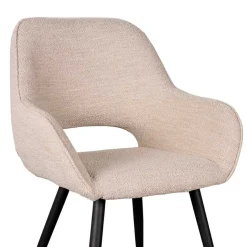 Polsterstühle aus Boucle in Beigegrau - Landhuis (2er Set)