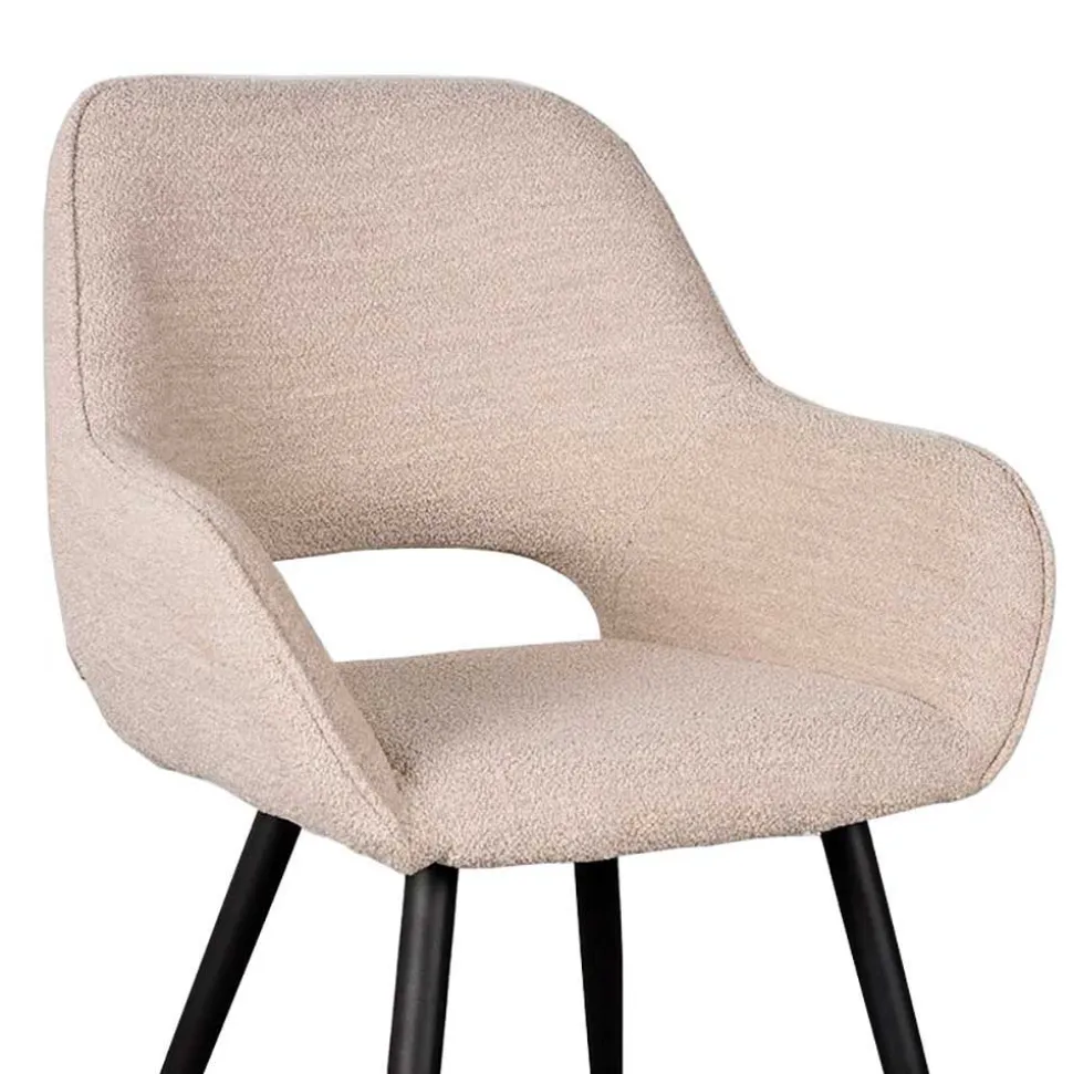 Polsterstühle aus Boucle in Beigegrau - Landhuis (2er Set)