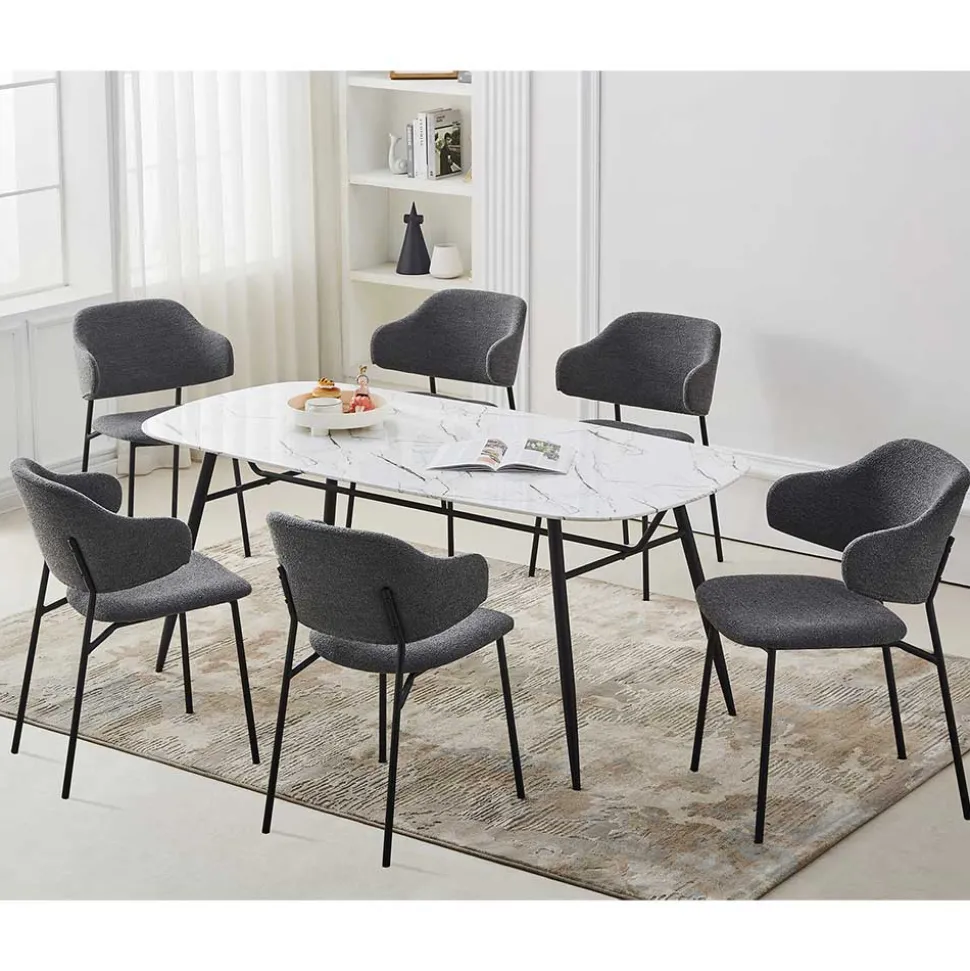 Polsterstühle in Dunkelgrau Boucle - Ciribati (2er Set)