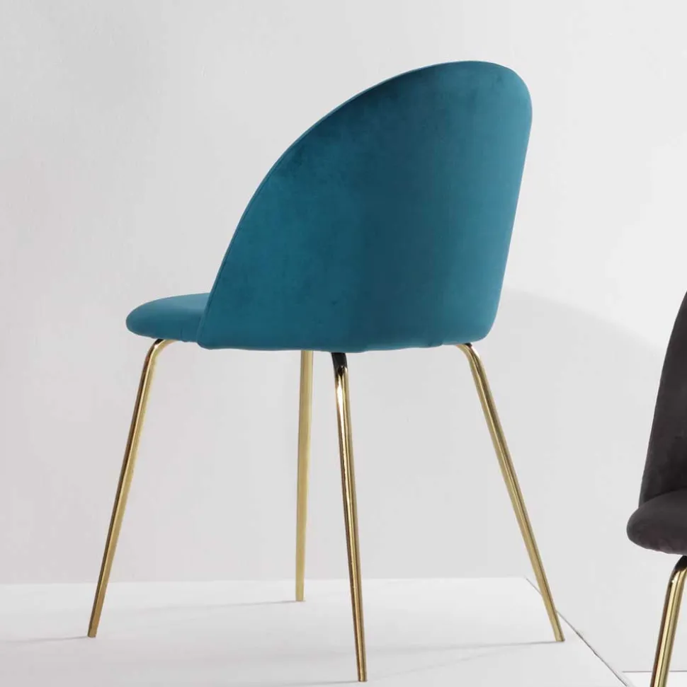 Polsterstühle in Petrol Samt - Lametla (2er Set)