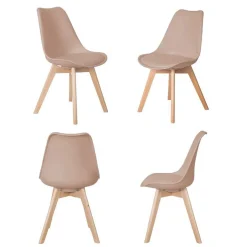 Polsterstühle in Taupe & Buche - Asiatia (4er Set)