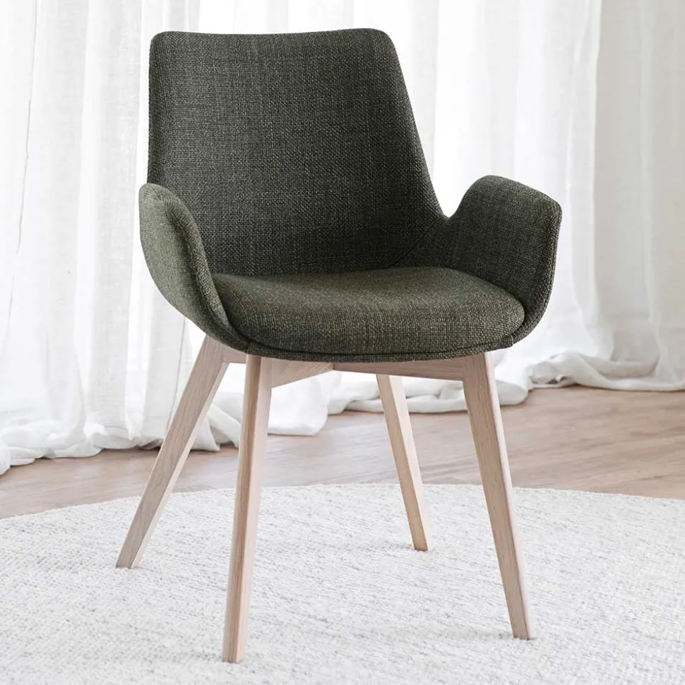 Polsterstühle mit Armlehnen in Dunkelgrün - Termi (2er Set)