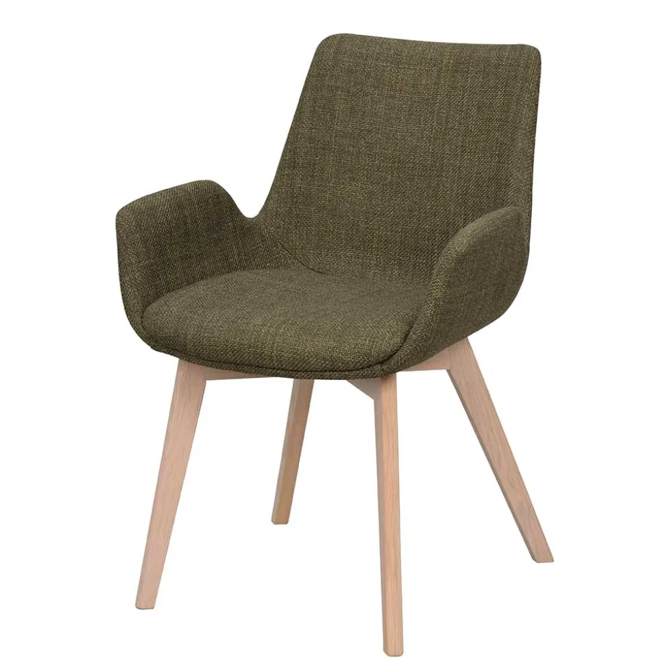 Polsterstühle mit Armlehnen in Dunkelgrün - Termi (2er Set)