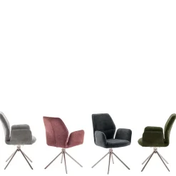 Polsterstuhl aus Chenille in Anthrazit - Makan (2er Set)