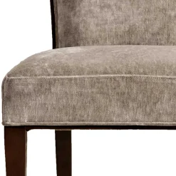 Polsterstuhl in Beige Samt & Braun Holz - Savossa