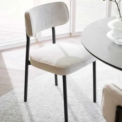 Polsterstuhl in Creme & Schwarz - Jeffa (2er Set)