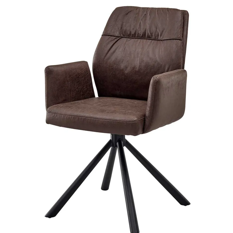 Polsterstuhl mit Armlehen auf Drehgestell - New Orleans (2er Set)