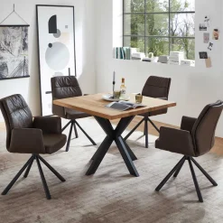 Polsterstuhl mit Armlehen auf Drehgestell - New Orleans (2er Set)