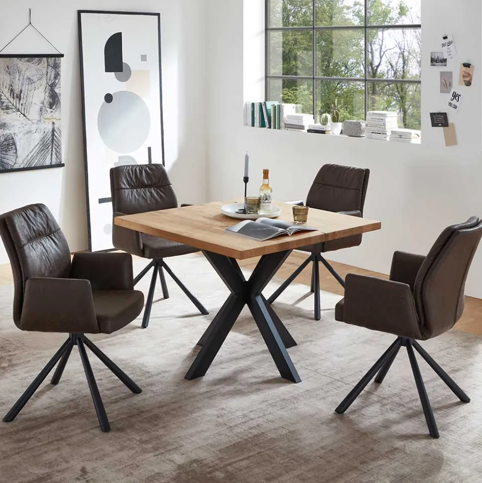 Polsterstuhl mit Armlehen auf Drehgestell - New Orleans (2er Set)