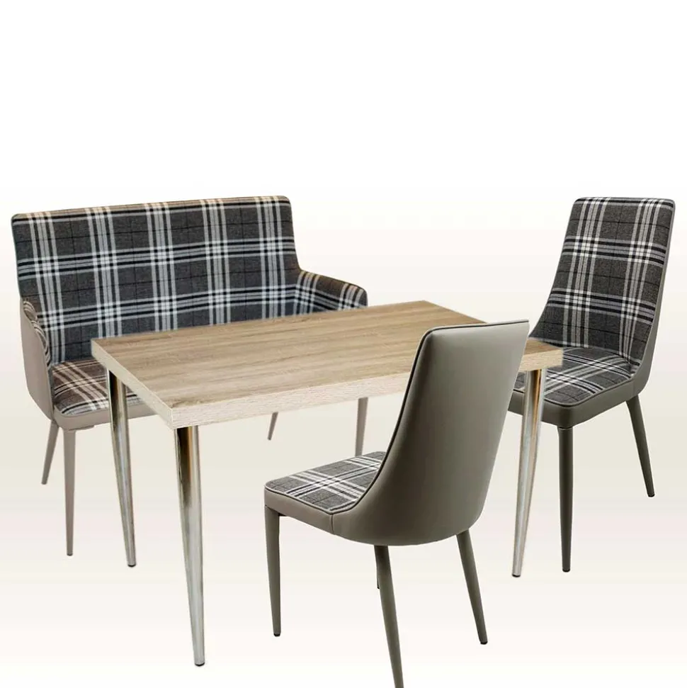 Polsterstuhl mit Karomuster - Kapitalia (2er Set)