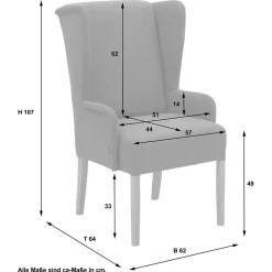 Polsterstuhl mit Ohren in Dunkelblau - Zilandra
