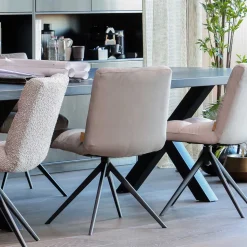 Polsterstuhl mit Stativgestell in Beigegrau - Melli