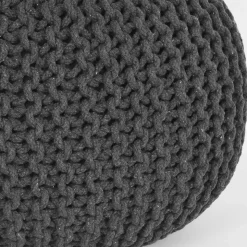 Pouf Hocker in Anthrazit aus Strickstoff - Lamon