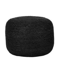 Pouf Hocker in Schwarz Jute Geflecht - Racussa
