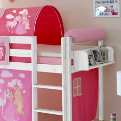 Prinzessin Hochbett Tornado mit Vorhang und Tunnel in Rosa Pink