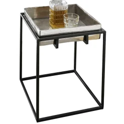 Quadrat Beistelltisch aus Alu in Nickel - Ivany